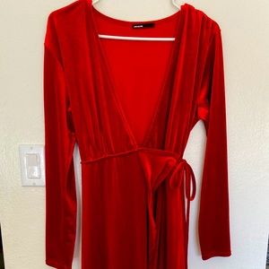 Red velvet wrap dress medium